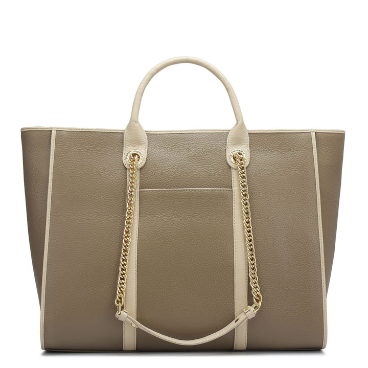 Large Wax Leather Satchel - Greyish Taupe