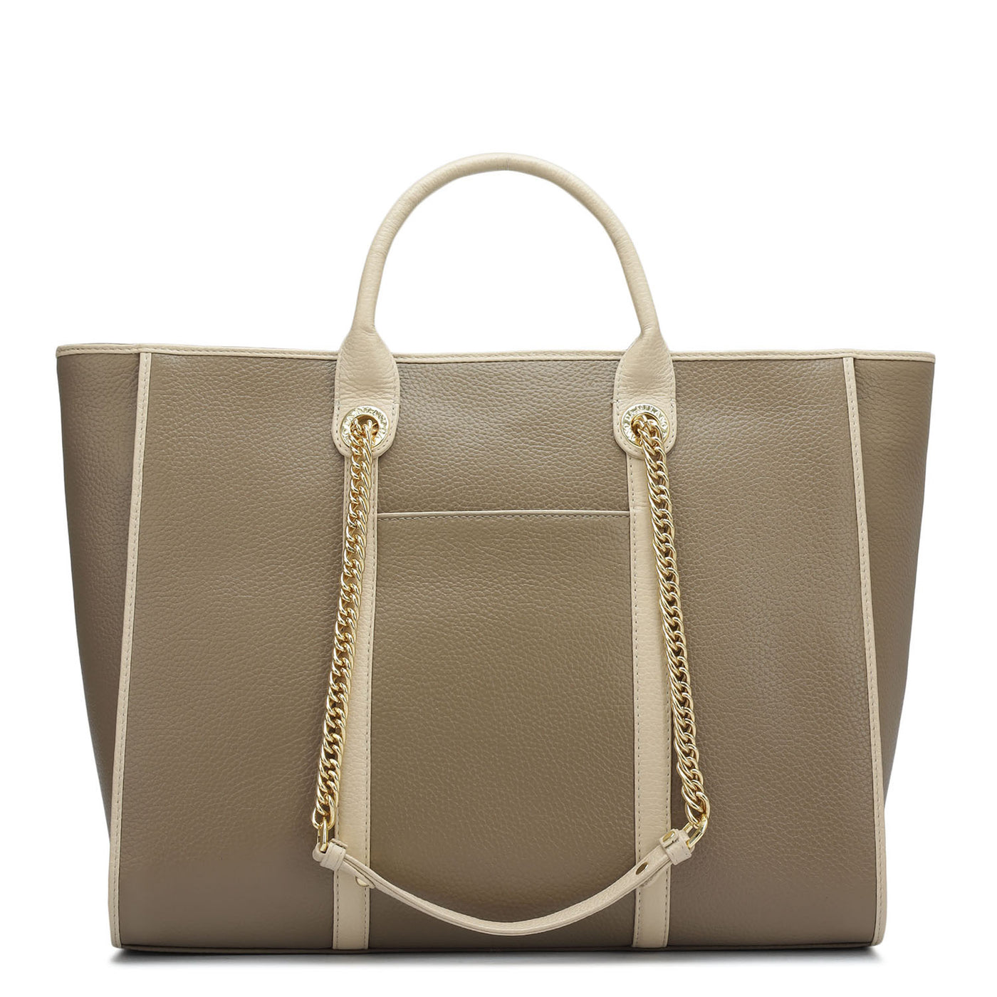 Large Wax Leather Satchel - Greyish Taupe
