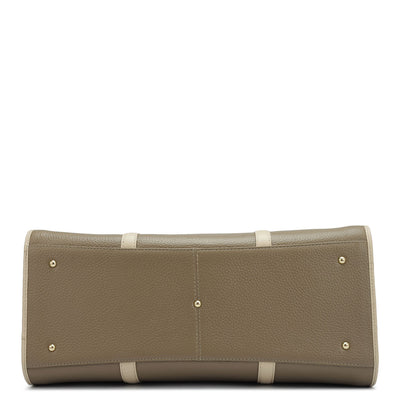 Large Wax Leather Satchel - Greyish Taupe