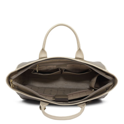Large Wax Leather Satchel - Greyish Taupe