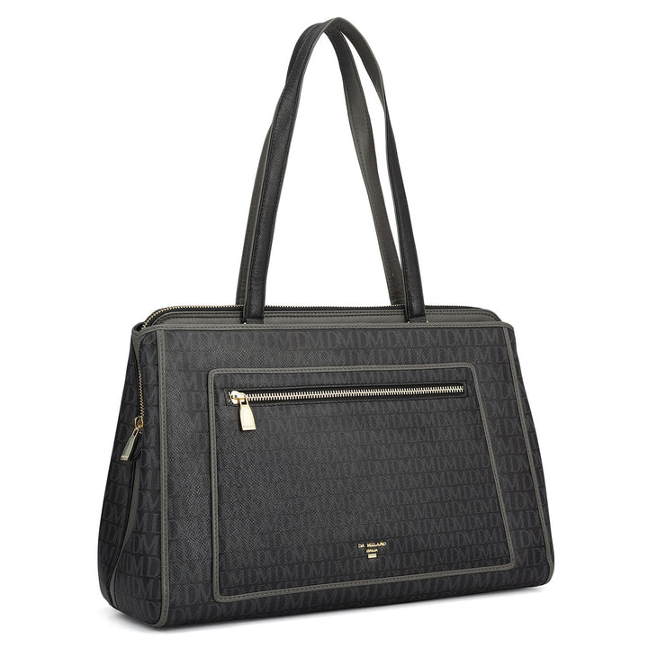 Medium Monogram Leather Shoulder Bag - Black