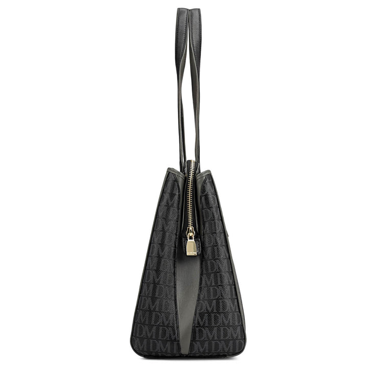 Medium Monogram Leather Shoulder Bag - Black