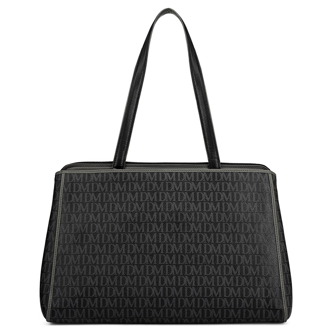 Medium Monogram Leather Shoulder Bag - Black