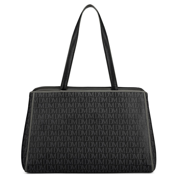 Medium Monogram Leather Shoulder Bag - Black