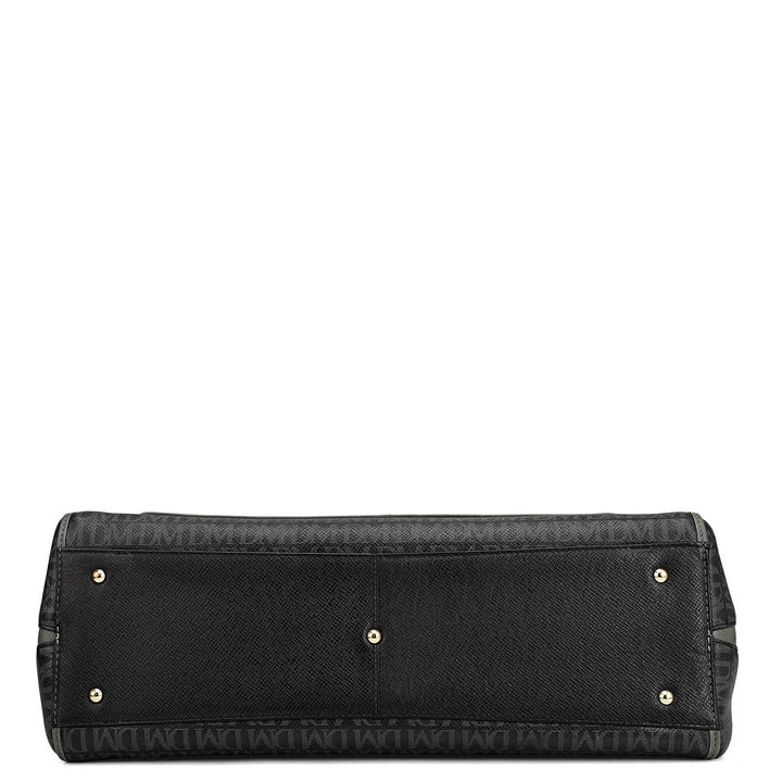 Medium Monogram Leather Shoulder Bag - Black