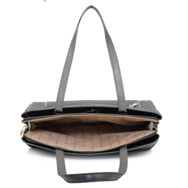 Medium Monogram Leather Shoulder Bag - Black