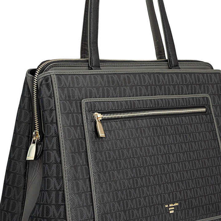 Medium Monogram Leather Shoulder Bag - Black