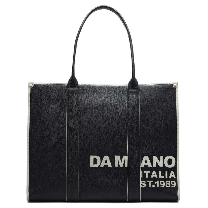 Oversized Wax Leather Book Tote - Black