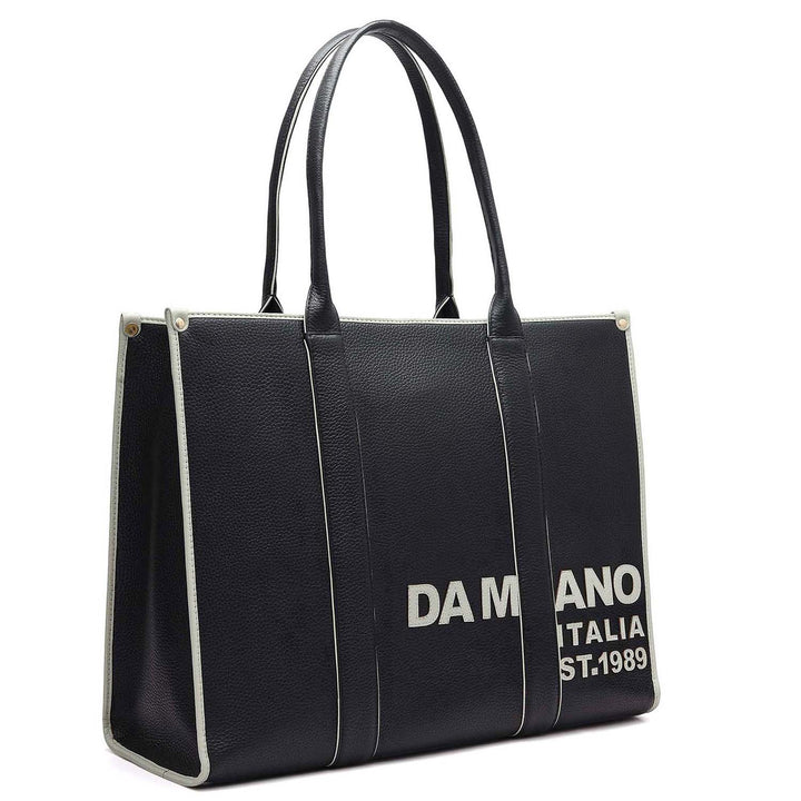 Oversized Wax Leather Book Tote - Black