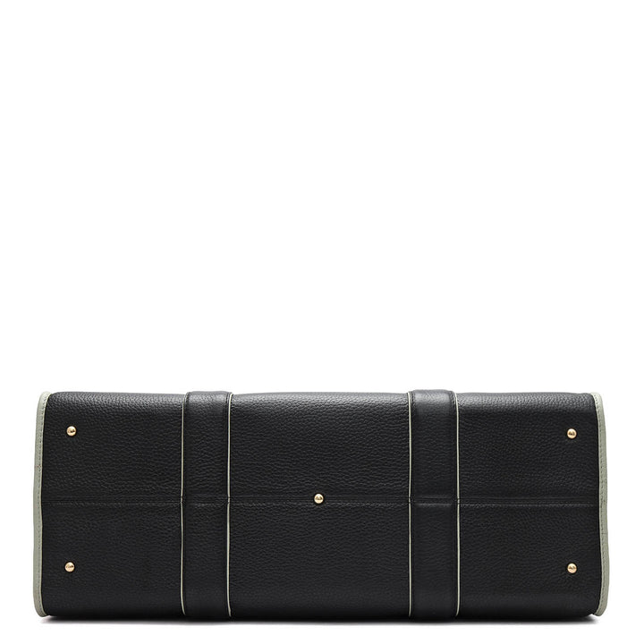 Oversized Wax Leather Book Tote - Black