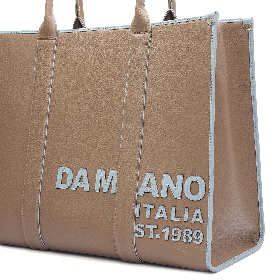 Oversized Wax Leather Book Tote - Greyish Taupe