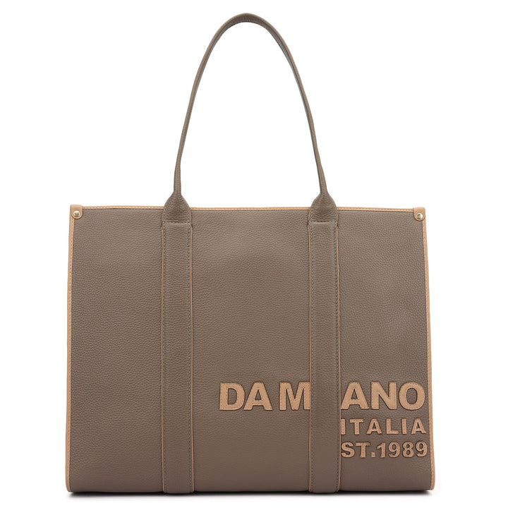 Oversized Leather Book Tote - Smoke Grey