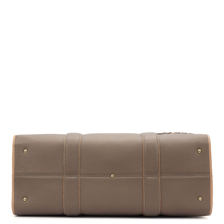 Oversized Leather Book Tote - Smoke Grey