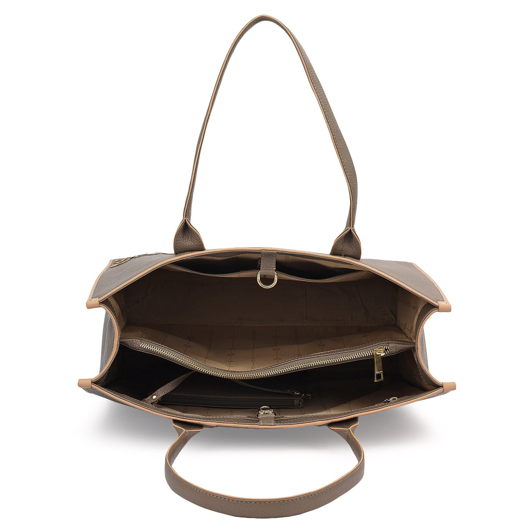 Oversized Leather Book Tote - Smoke Grey