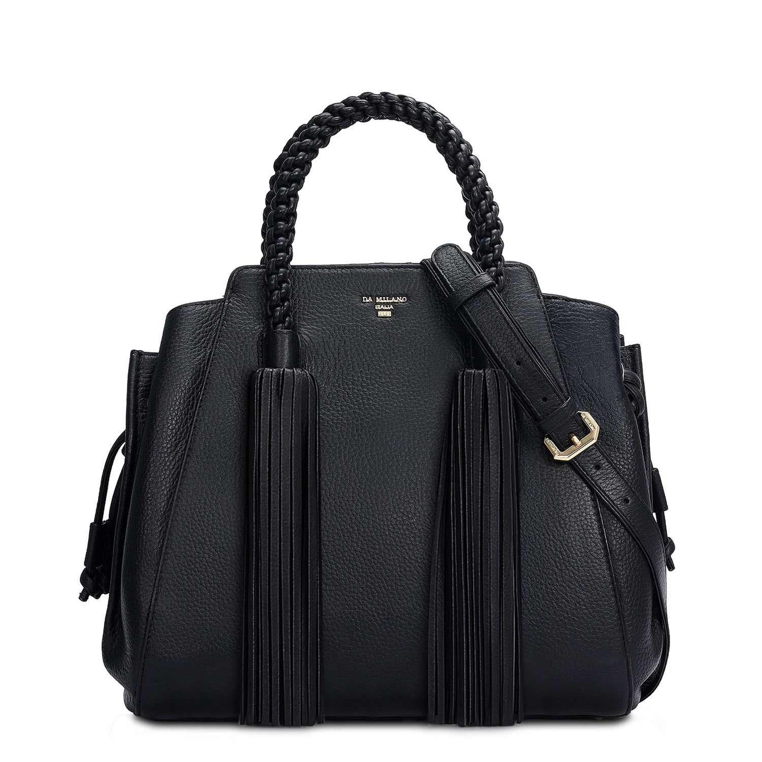 Medium Wax Leather Satchel - Black – Da Milano