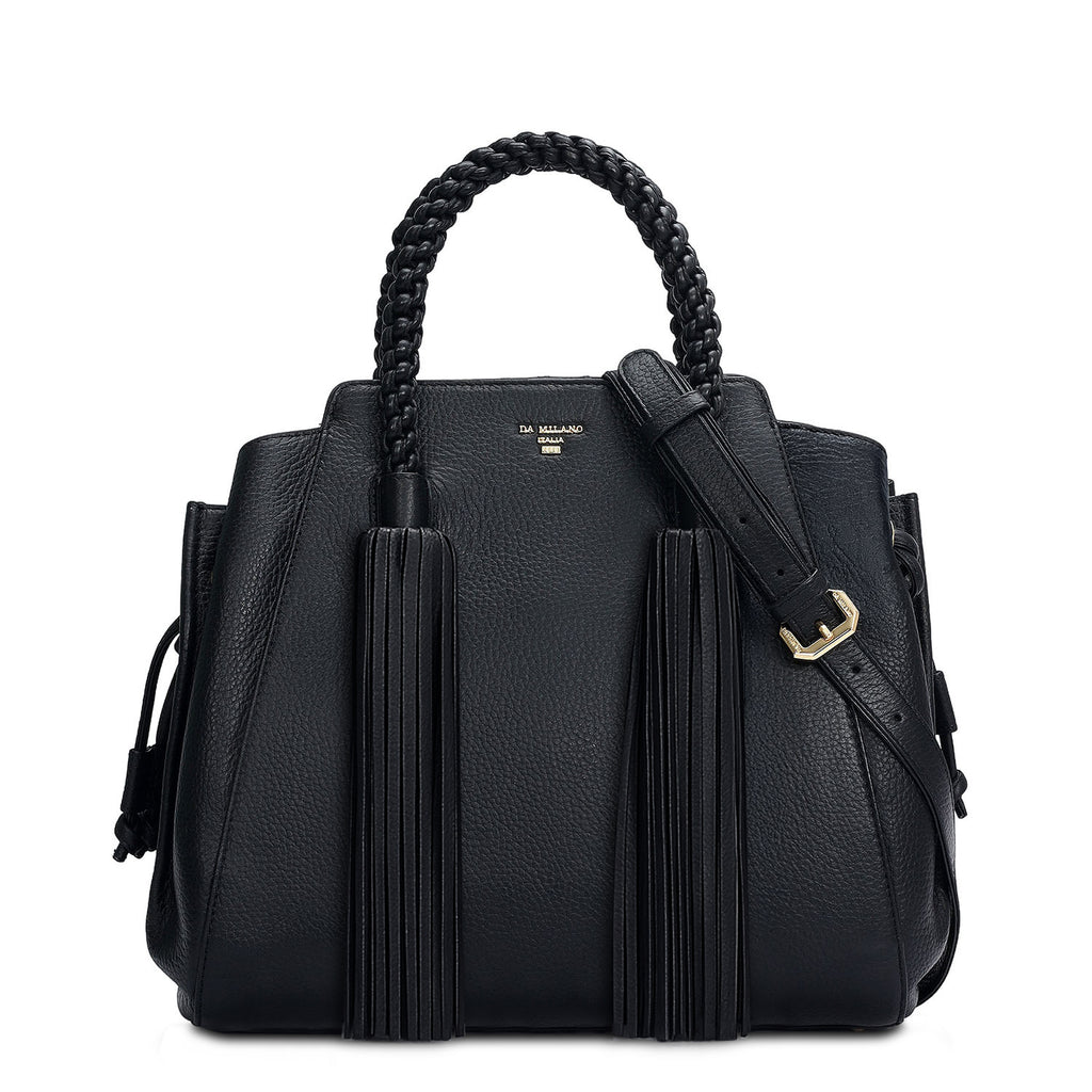 Medium Wax Leather Satchel - Black – Da Milano