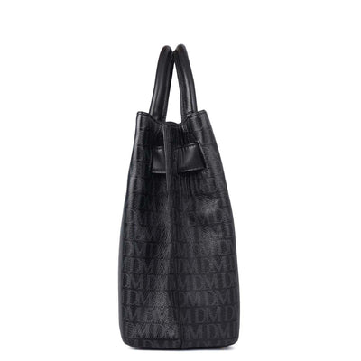 Medium Monogram Leather Satchel - Black
