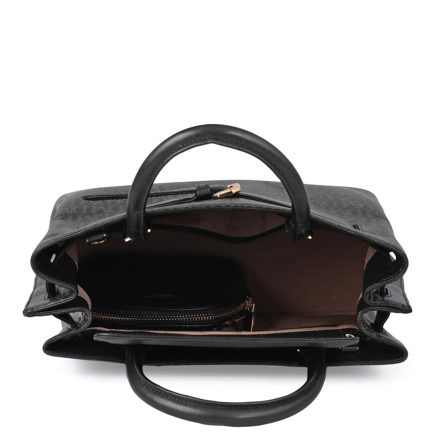 Medium Monogram Leather Satchel - Black