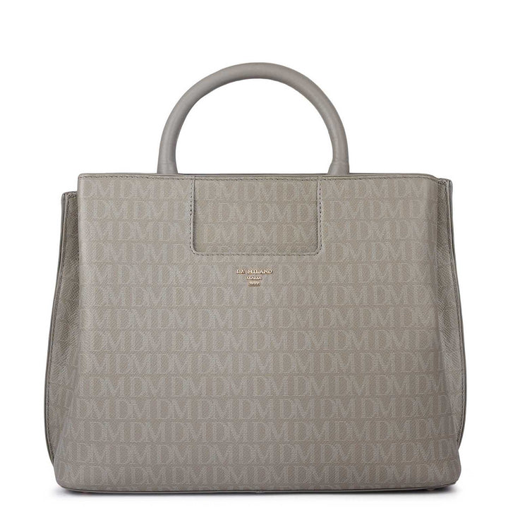 Medium Monogram Leather Satchel - Stone Grey