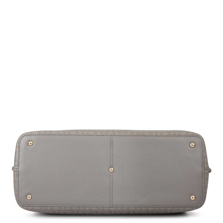 Medium Monogram Leather Satchel - Stone Grey