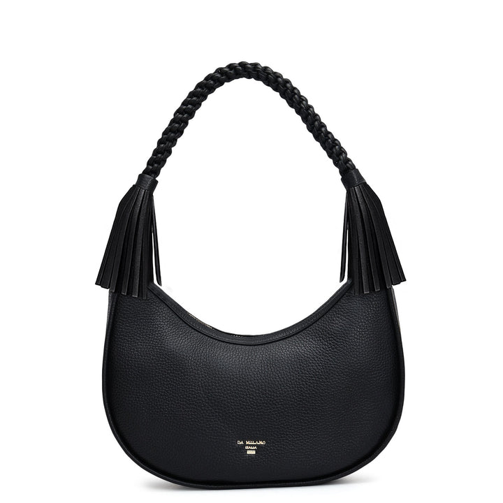 Small Wax Leather Baguette - Black