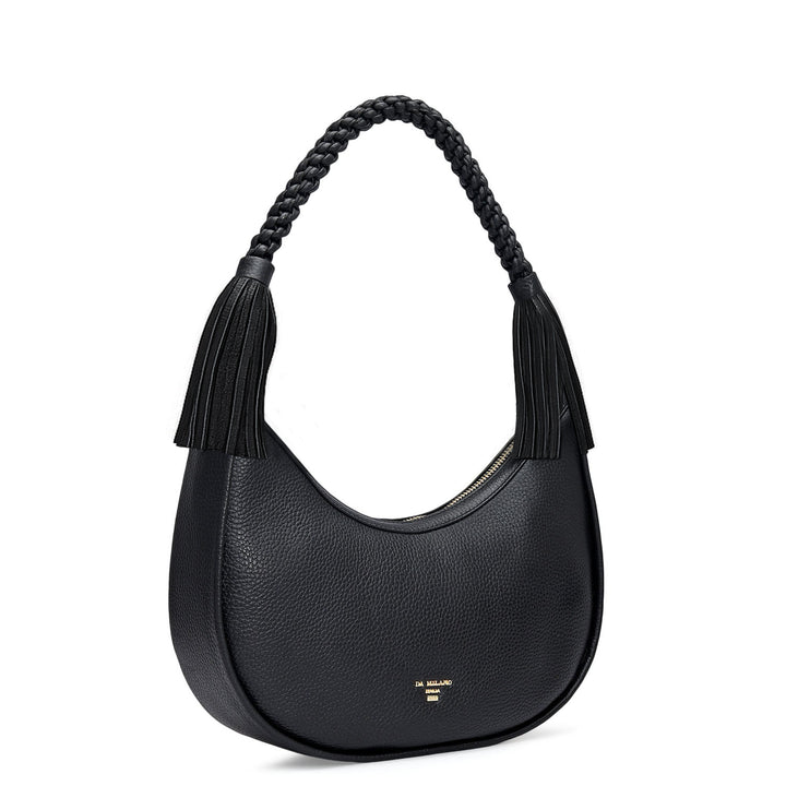 Small Wax Leather Baguette - Black