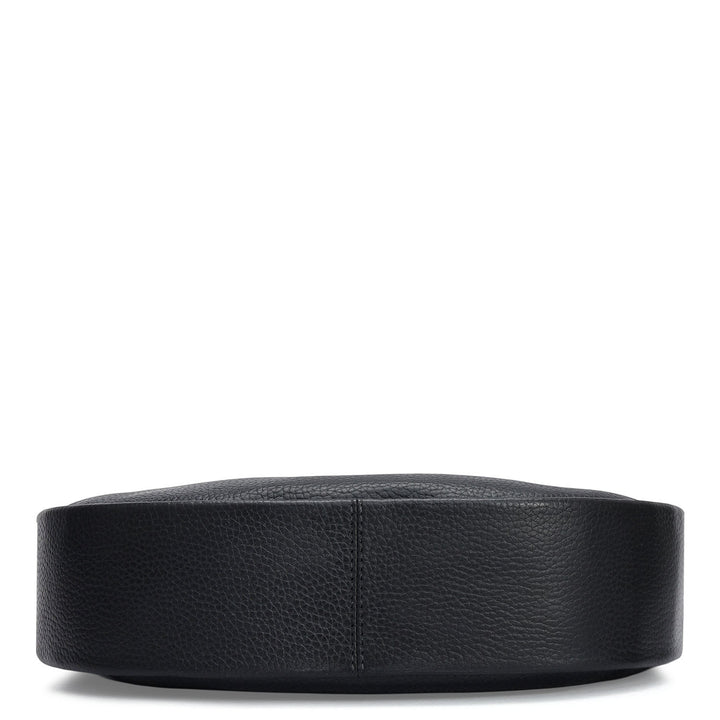 Small Wax Leather Baguette - Black