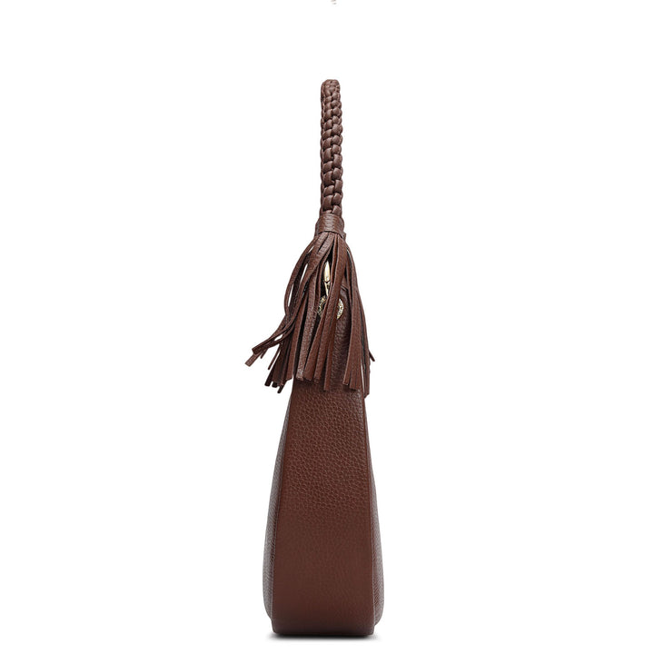 Small Wax Leather Baguette - Espresso