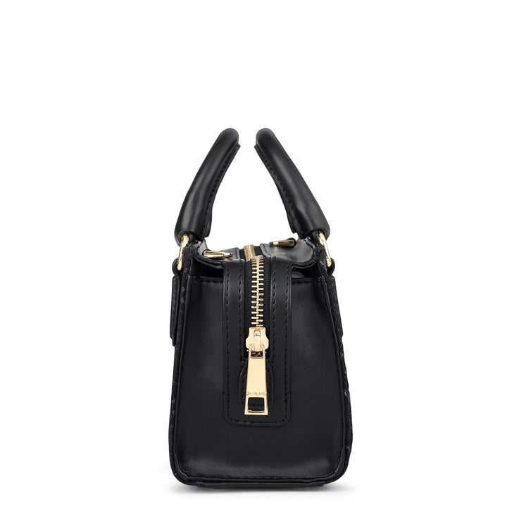 Micro Floral Textured Satchel - Black