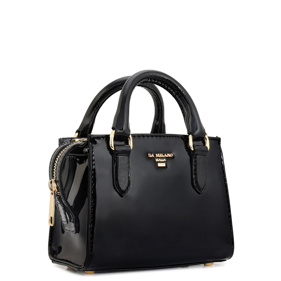 Small Patent Leather Satchel - Black
