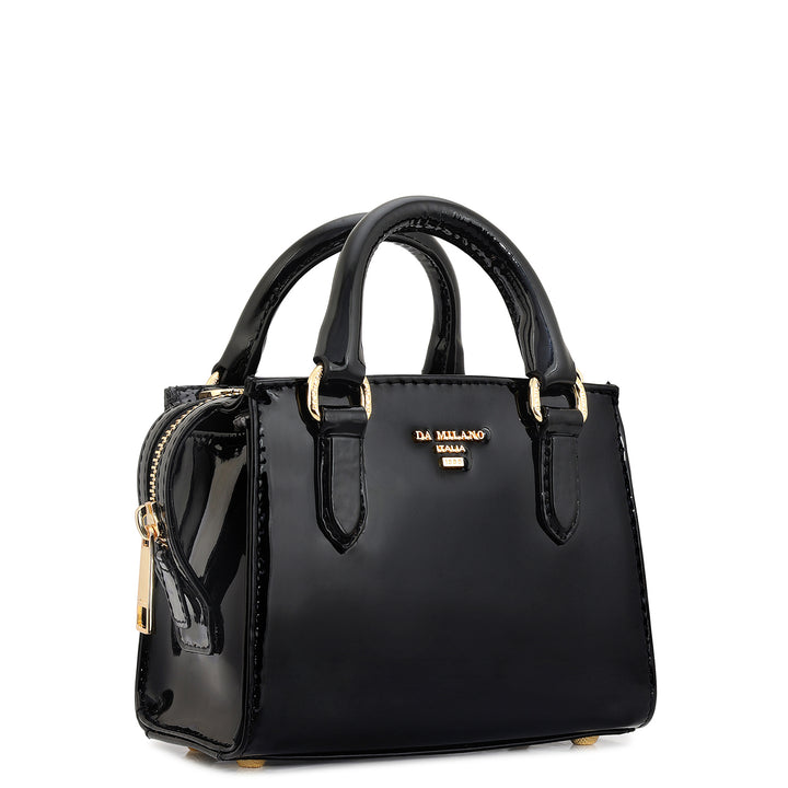 Small Patent Leather Satchel - Black
