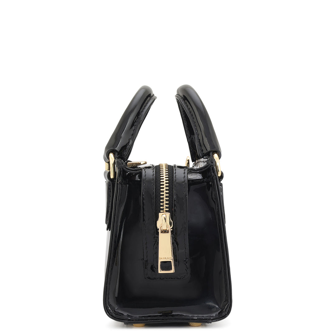Small Patent Leather Satchel - Black