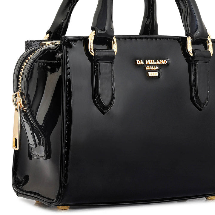Small Patent Leather Satchel - Black