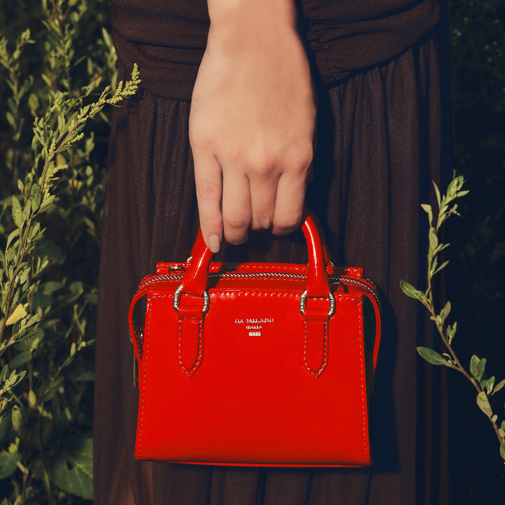Small Patent Leather Satchel - Red