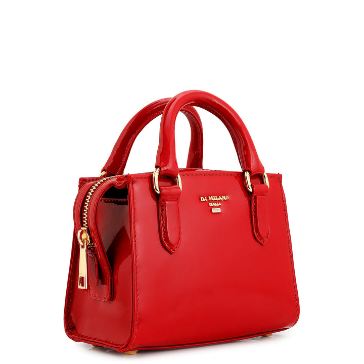 Small Patent Leather Satchel - Red