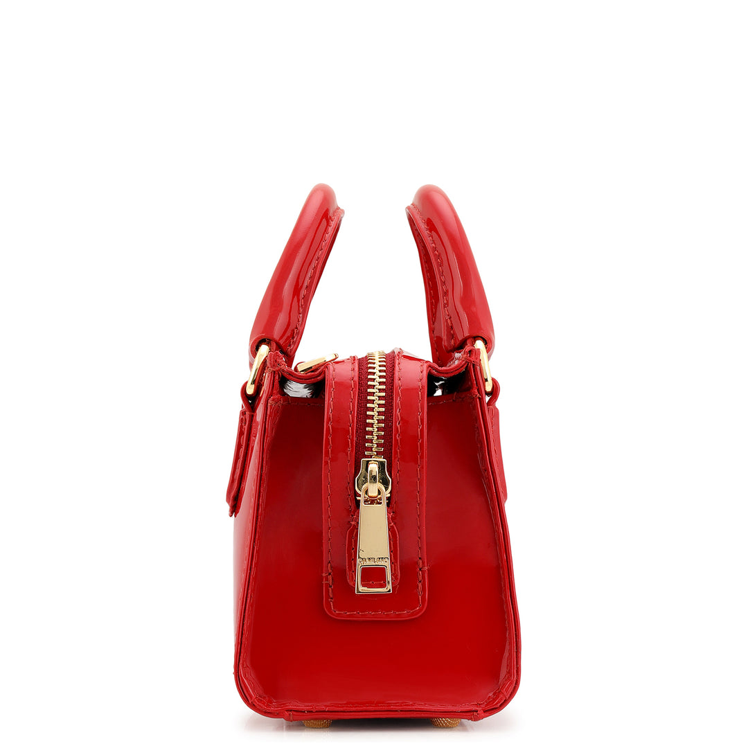 Small Patent Leather Satchel - Red