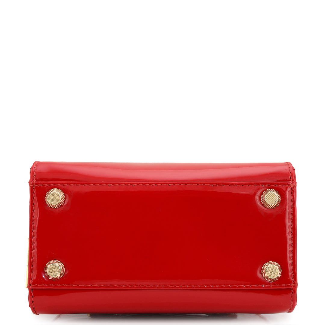 Small Patent Leather Satchel - Red