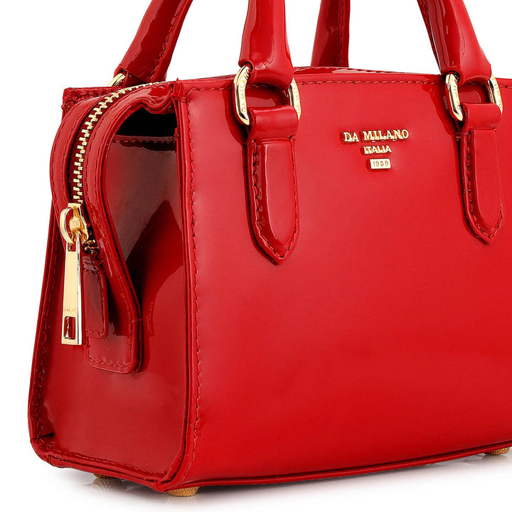 Small Patent Leather Satchel - Red