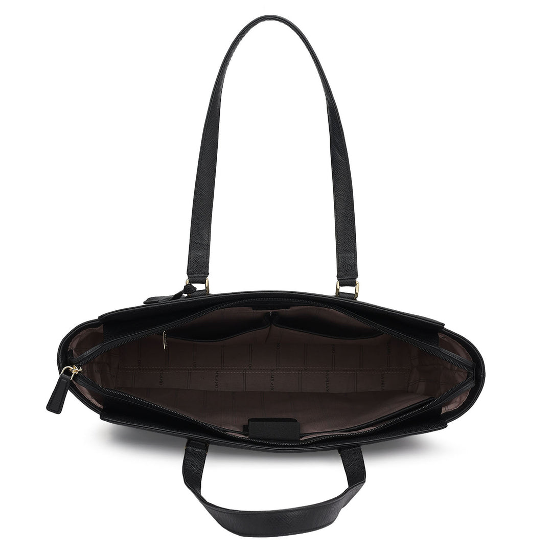 Large Croco Franzy Leather Tote - Black