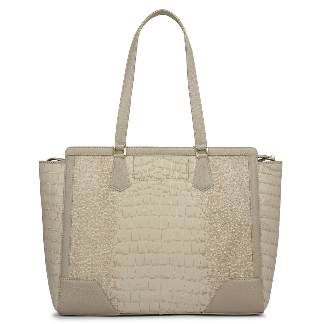 Large Croco Franzy Leather Tote - Frost
