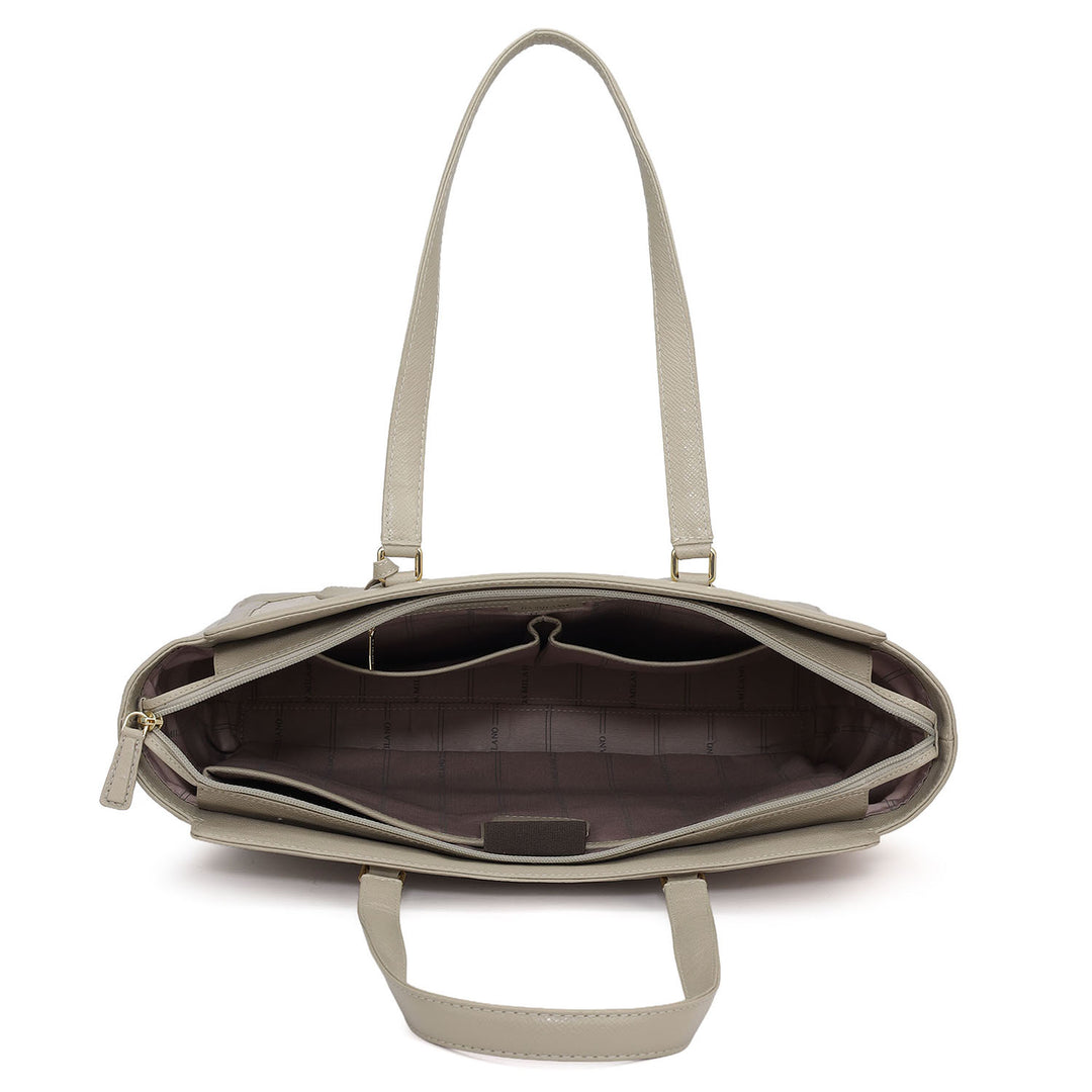 Large Croco Franzy Leather Tote - Frost