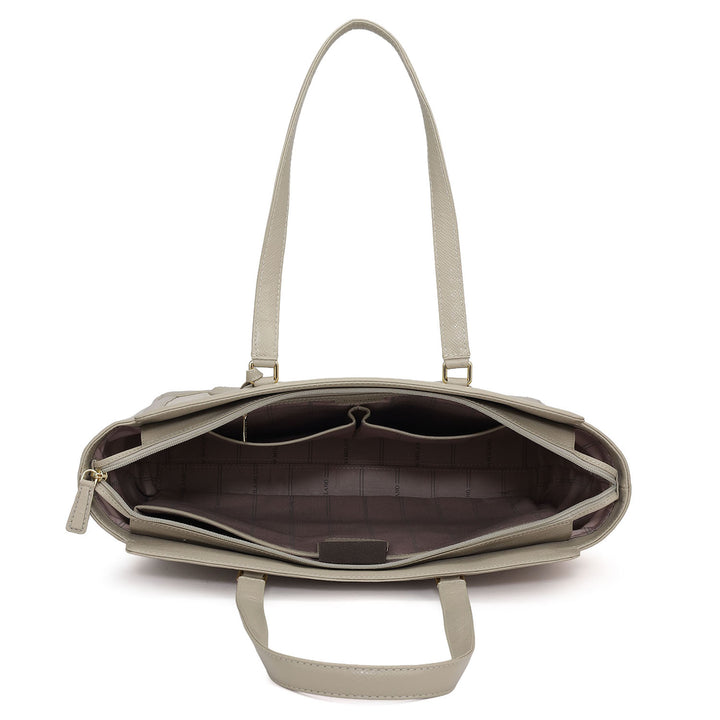 Large Croco Franzy Leather Tote - Frost