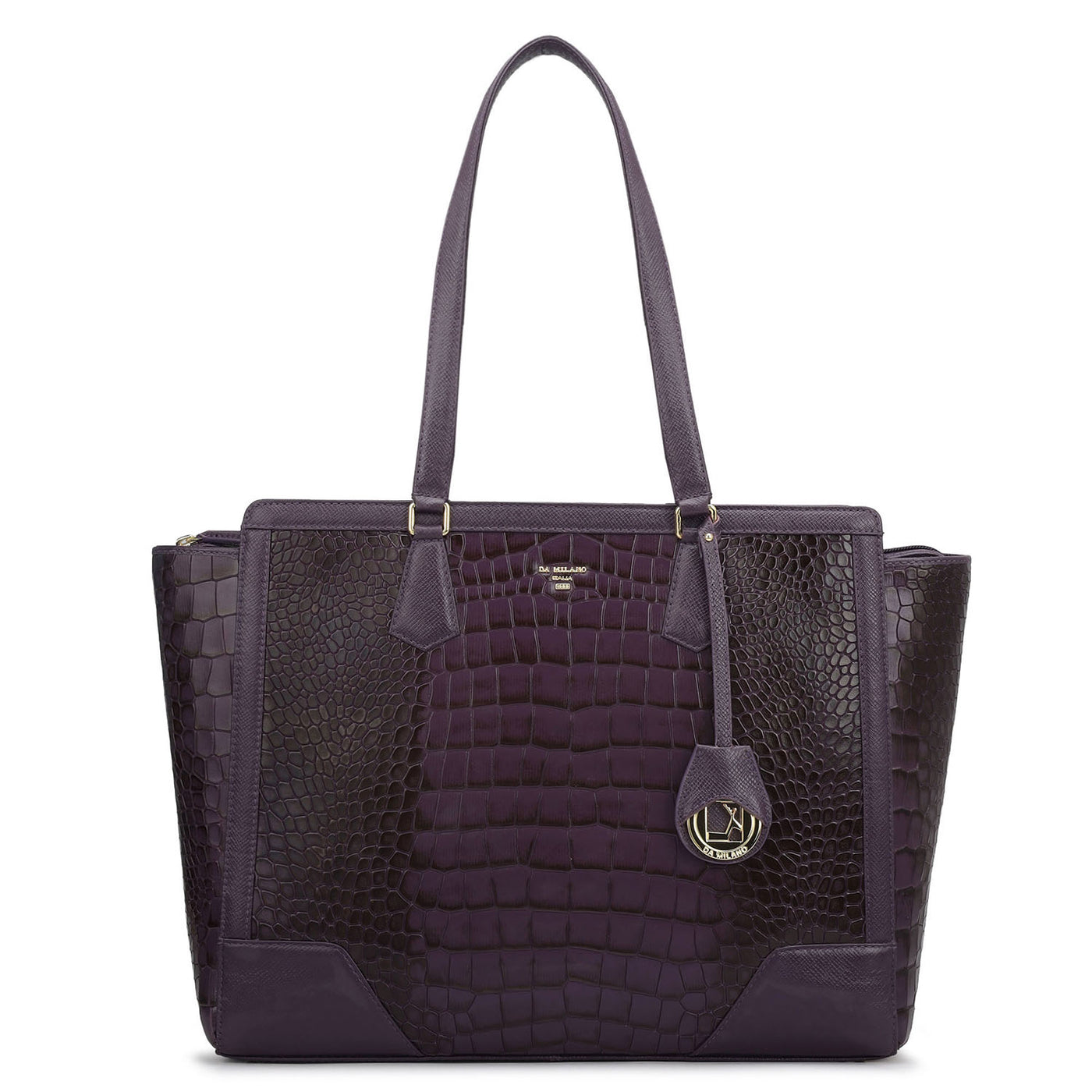 Large Croco Franzy Leather Tote - Grapevine