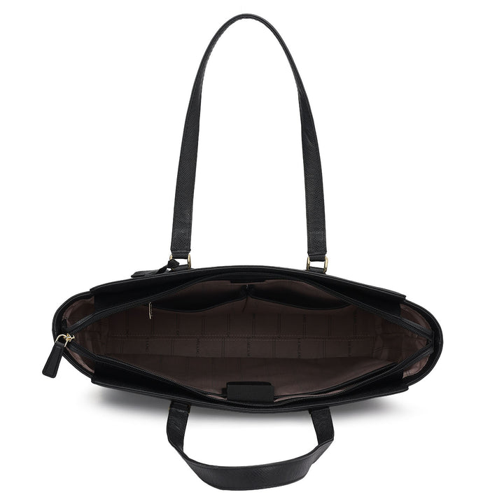 Large Croco Franzy Leather Tote - Black