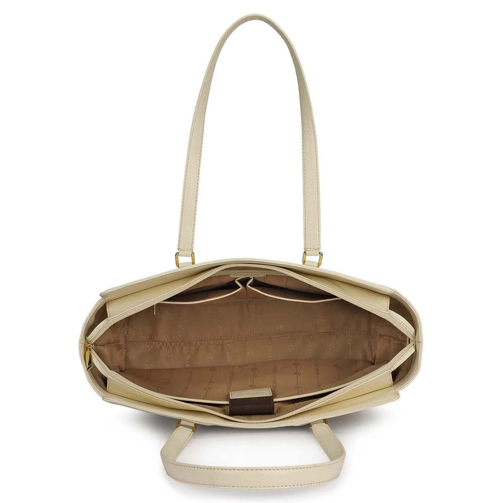 Large Croco Franzy Leather Tote - Marshmallow
