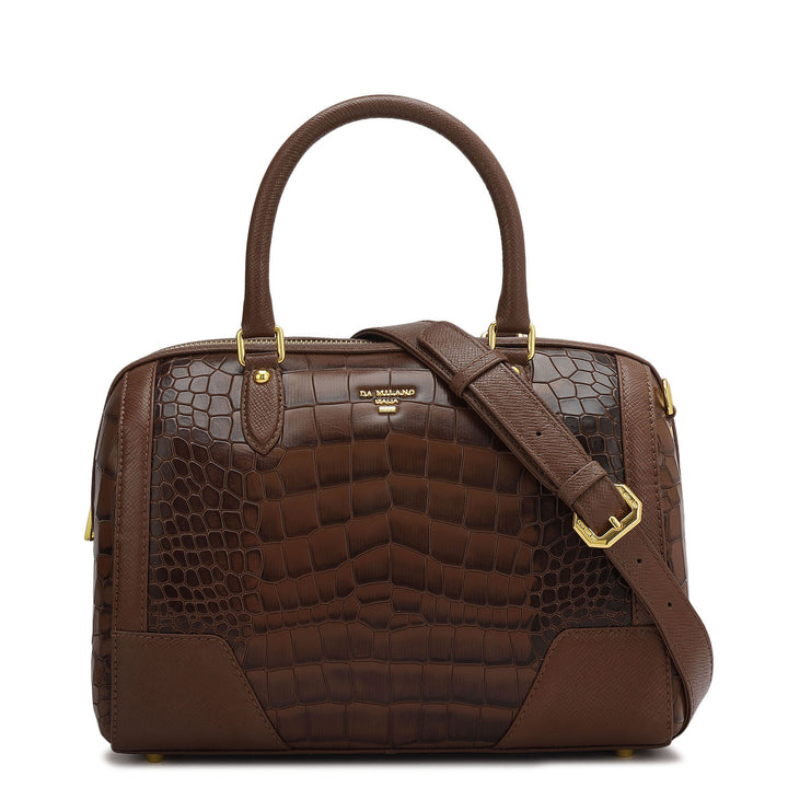 Medium Croco Franzy Leather Satchel - Date