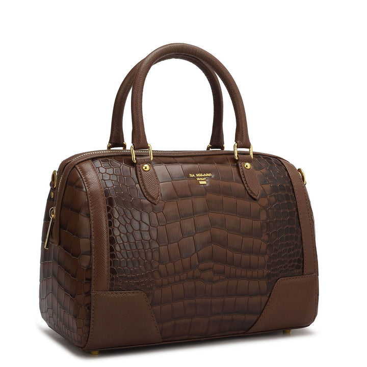 Medium Croco Franzy Leather Satchel - Date