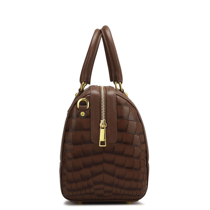 Medium Croco Franzy Leather Satchel - Date