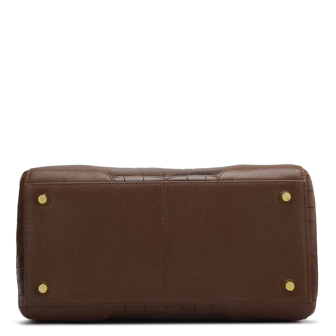 Medium Croco Franzy Leather Satchel - Date