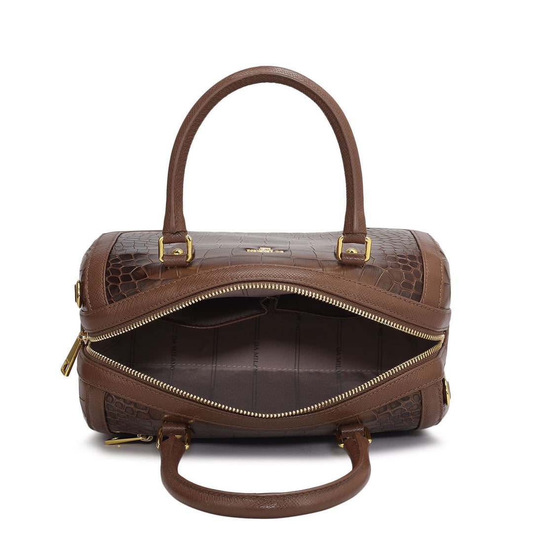 Medium Croco Franzy Leather Satchel - Date